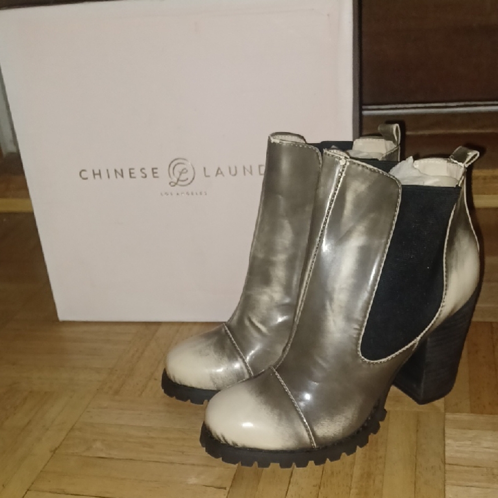 Chinese Laundry Metallic Silver Ankle Booties